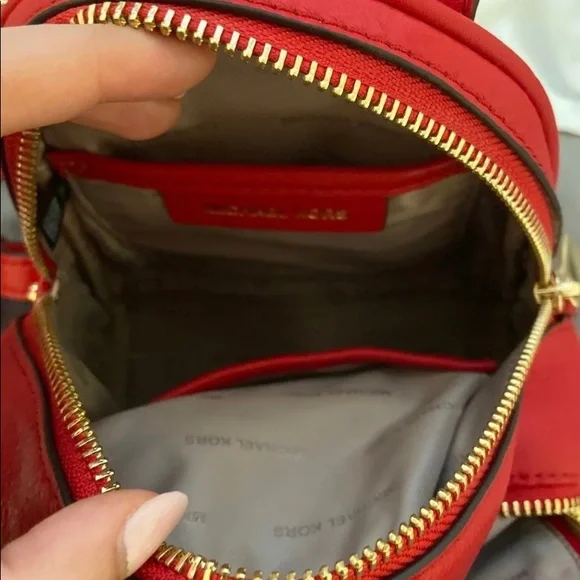 Michael Kors Rhea Mini Floral Appliqué Leather Backpack Red Rhea Mini Floral Appliqué Leather Backpack | Michael Kors [US] main image 4